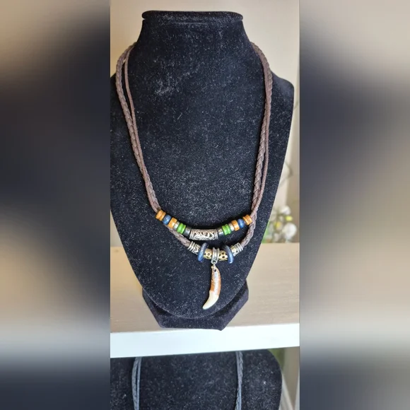 Bohemian Beaded Necklaces with Tooth Pendant and Anchor Pendant - Picture 2 of 8